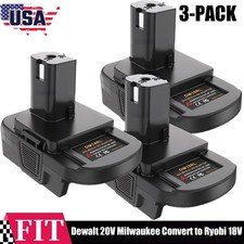 3-PACK USB Adapter Converter for Dewalt 20V Milwaukee Convert to Ryobi 18V Tool