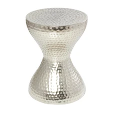 Metal Side End Accent Table Hammered End Table with Hourglass Shape, Side Tab...