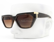 Tiffany Sunglasses Shiny Brown Tortoise Gold T Logo TF 4205-U 8015/3B with Case