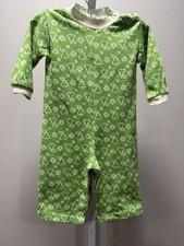 Vintage Health-Tex Baby Romper 18M Green White Pear Floral Long Sleeve USA Made!