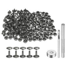 100 Sets Leather Rivets 10 x 10mm Metal with 3 Setter Tools Gunmetal
