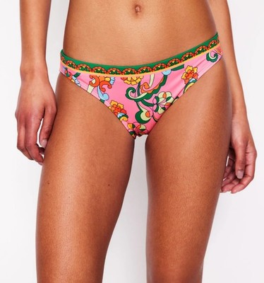 Boden Classic Bikini Slip Gr. 12 Rosa Blumen Mid Rise Badehose S0197 Neu