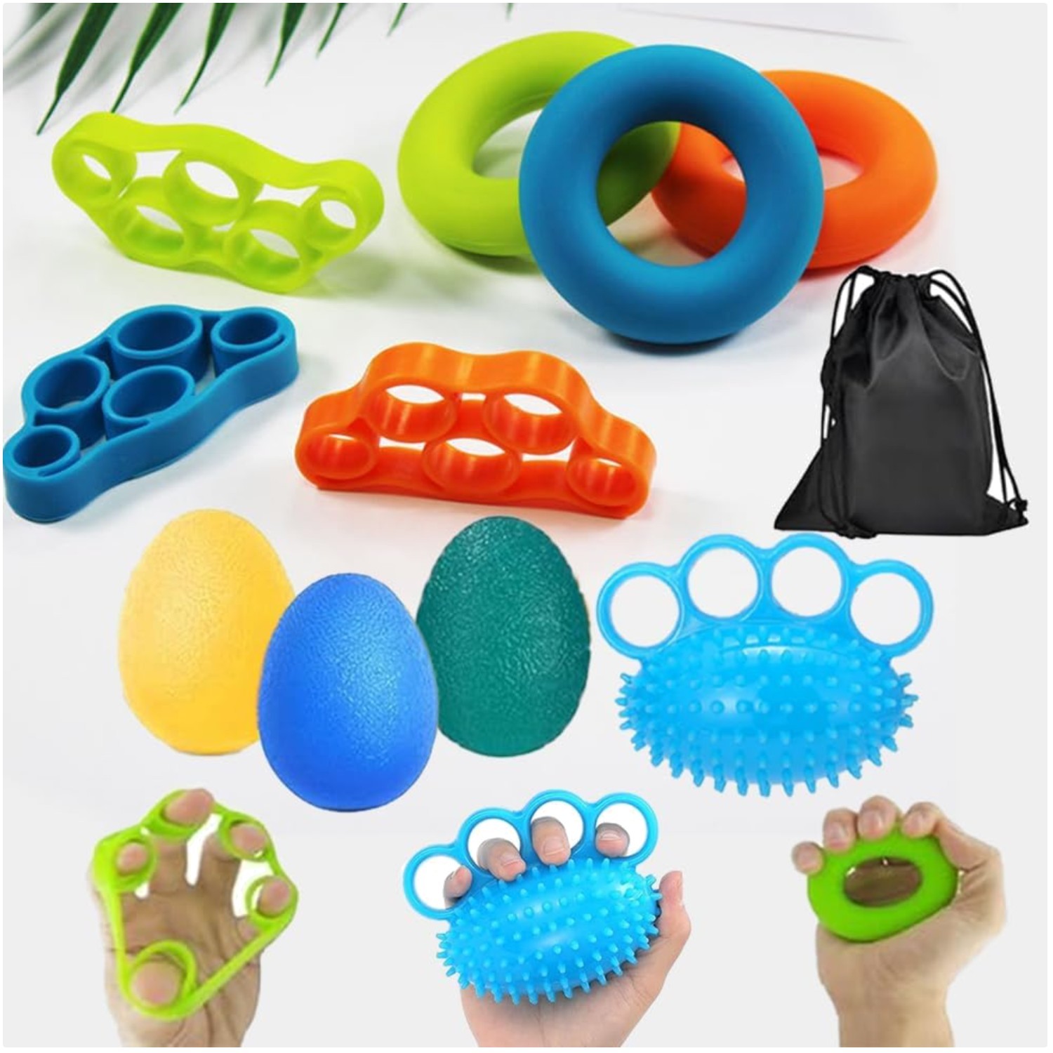 Handtrainer Set, Fingertrainer, Stressball, Griffstärke, Therapie, Rehabilita...