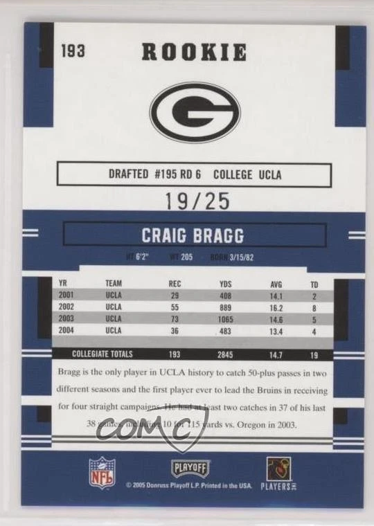 2005 Playoff Prestige Rookie Xtra Points Black /25 Craig Bragg #193 Rookie RC - Image 2 of 2
