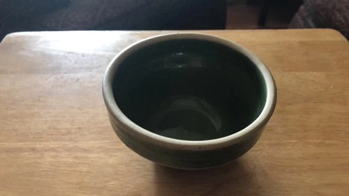 5 inch USA Green pottery bowl￼