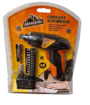 Armor All 4.8V Cordless Screwdriver w/ Charger, Bits & Extender New