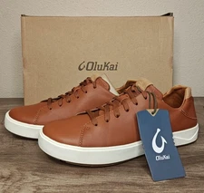 OluKai Lae'ahi Li 'Ili Shoes Mens Size 7 Brown Leather Sneakers 10455-KNKN