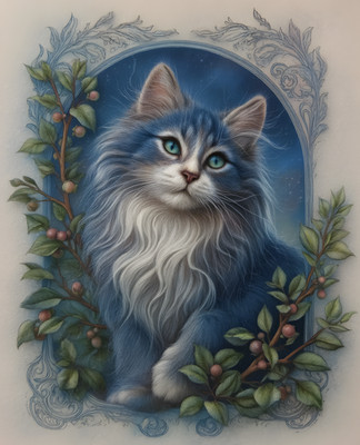 8x10 Cat With Blue Eyes Sitting In Frame Art Print Wall Decor - 578616675