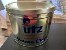 Utz Potato Chips Metal 8" Tall x 11" Diameter Adverting Tin