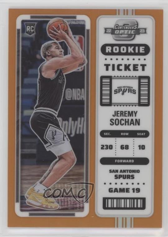 2022 Panini Contenders Optic Rookies Orange Prizm 25/49 Jeremy Sochan #3 RC k7n