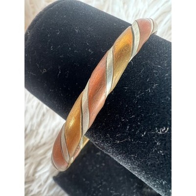 Sergio Lub Mixed Metal Twisted Cuff Bracelet Handmade USA Copper Brass Silver