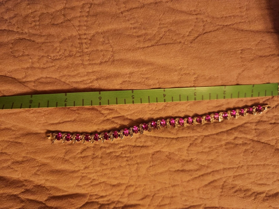 Теннисный серебряный браслет 925 с розовыми и прозрачными камнями - Изображение 3 из 4