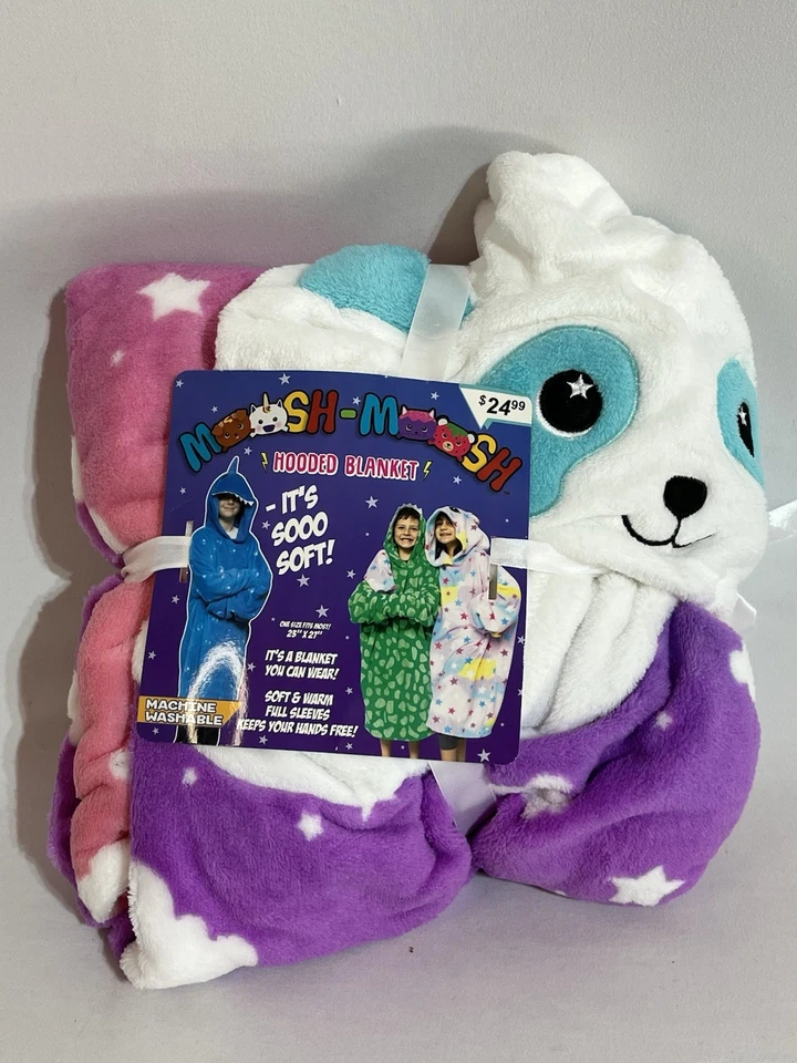 Moosh-Moosh Manta con Capucha Felpa Usable Tiro Estrellas Púrpura Rosa Blanco NUEVO Foto 2 de 4