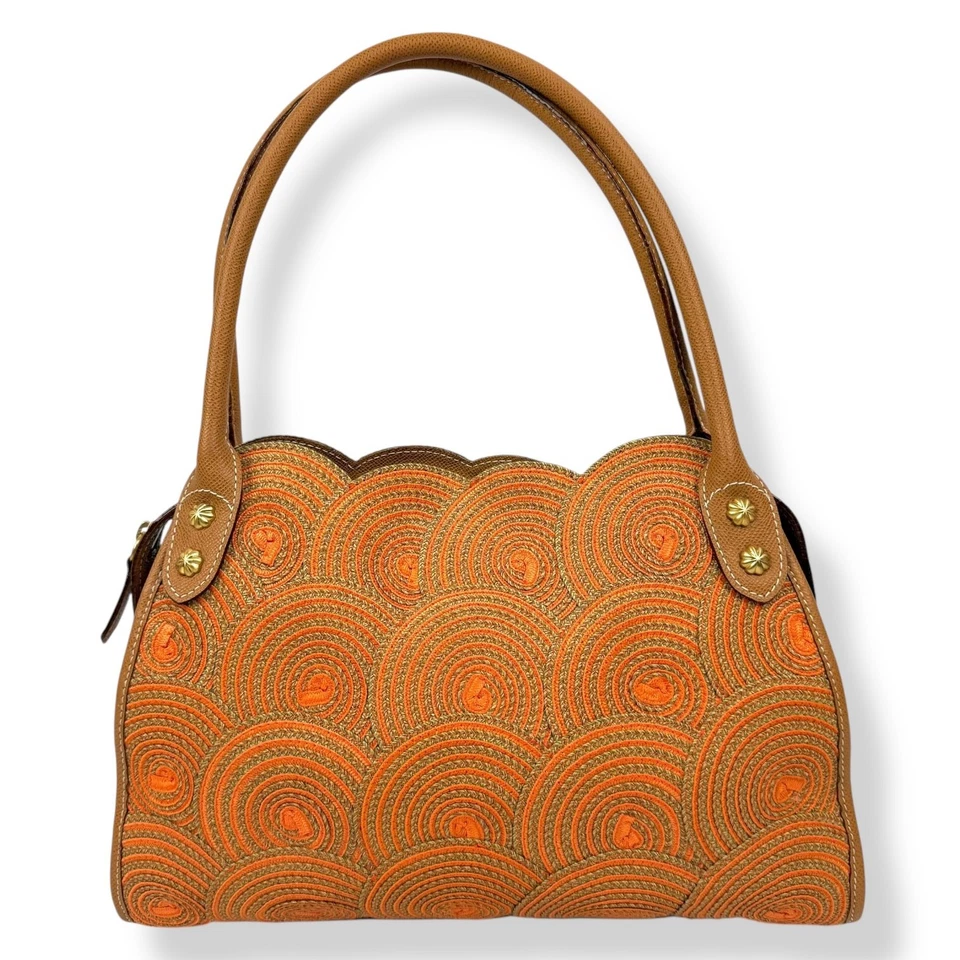 Bolso de mano vintage de cuero tejido rafia ERIC JAVITS NEW YORK  Foto 2 de 4