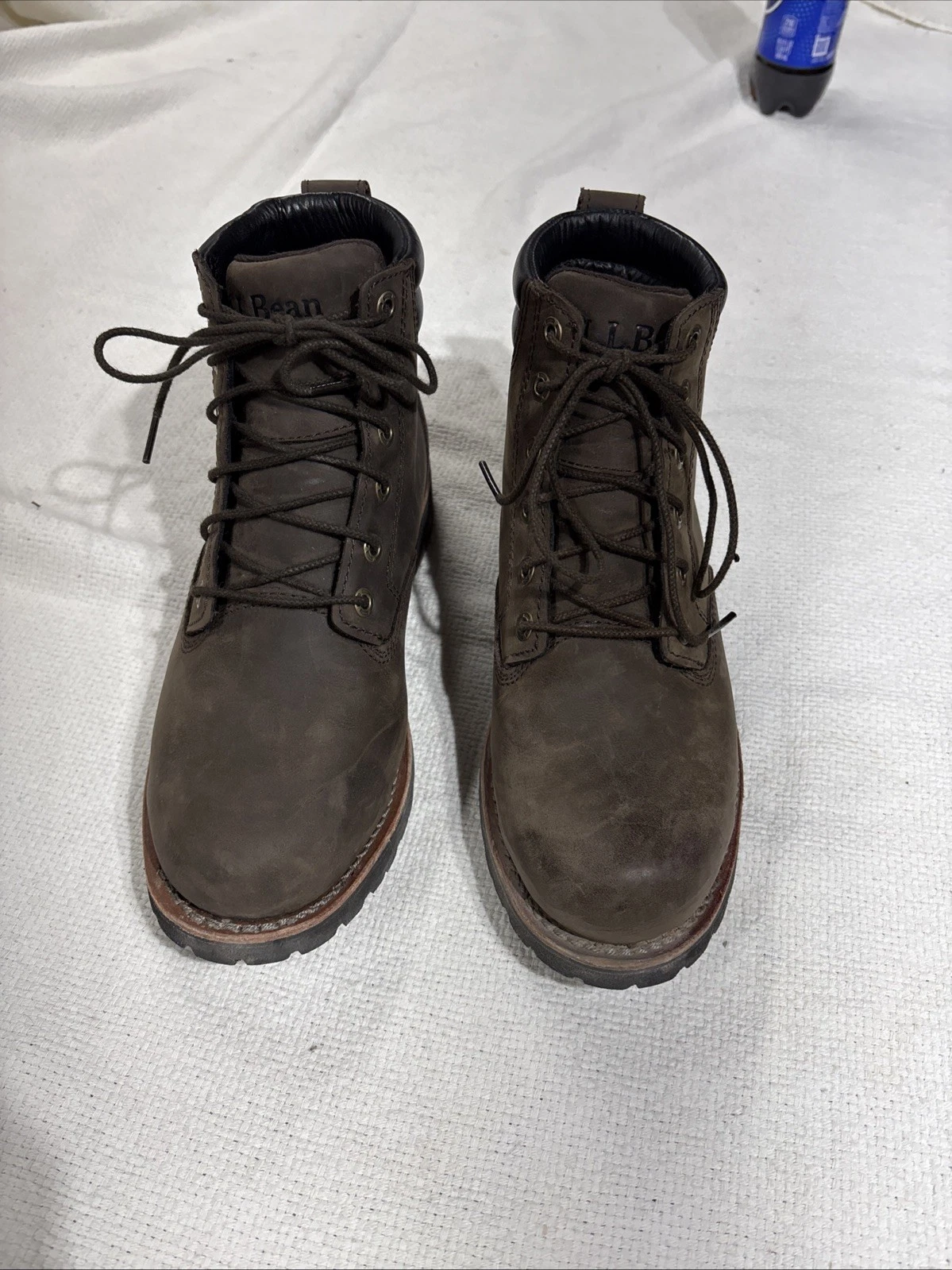 LL Bean Bucksport Leather Plain Toe Brown Boots Mens Size 8 M