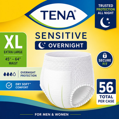TENA Sensitive Care Overnight Incontinence Underwear for Women XL - 56  Count