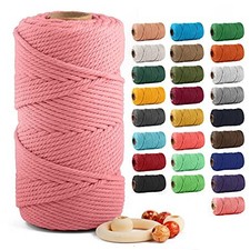 Macrame Cotton Cord 5mm x 109 Yards, 100 Natural Deep Pink 5mm x 100m