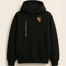 Vertical Logo Badge Sport Luxury Car Style Porsche Streetwear Unisex Hoodie