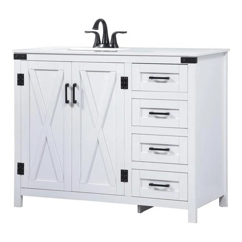 Elegant Decor Grant 42" Aluminum MDF Single Bathroom Vanity in White - Picture 1 of 8