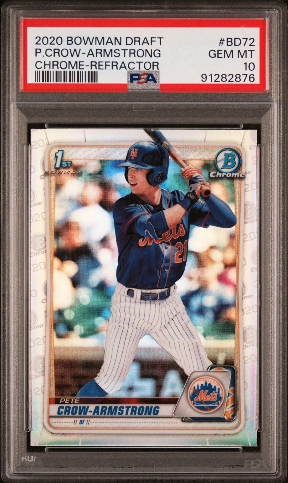 2020 Bowman Draft Chrome Pete Crow-Armstrong 1st Refractor #BD-72 PSA 10 Gem