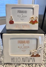 NEW RAE DUNN PEANUTS SNOOPY 4 X 6 HELLO AUTUMN or CUTEST PUMPKIN PHOTO FRAME