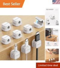 Versatile 9-Pack Magnetic Cable Organizers - No-Residue Adhesive for Any Surface