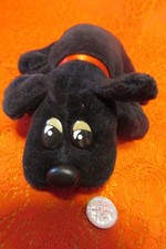 1986 Black Pound Puppy by Tonka with Red Collar 7 1/2" Vintage Toy