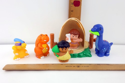 Fisher Price Little People Lil' Dino T-Rex & Brontosaurus Dinosaurier, Höhlenmenschen, Ei