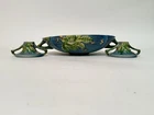 Roseville Bushberry Blue Art Pottery 1941 Bowl w/ Two Candlesticks