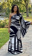 ASOS ASOS DESIGN Curve one shoulder exaggerated...black white Zise 14 romanie
