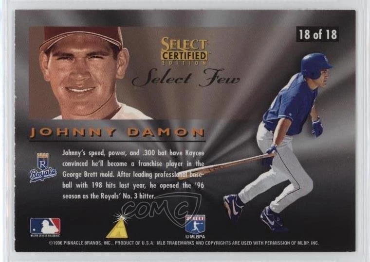 1996 Select Certified Edition Select Few Missing Foil Johnny Damon #18 - Image 2 of 2