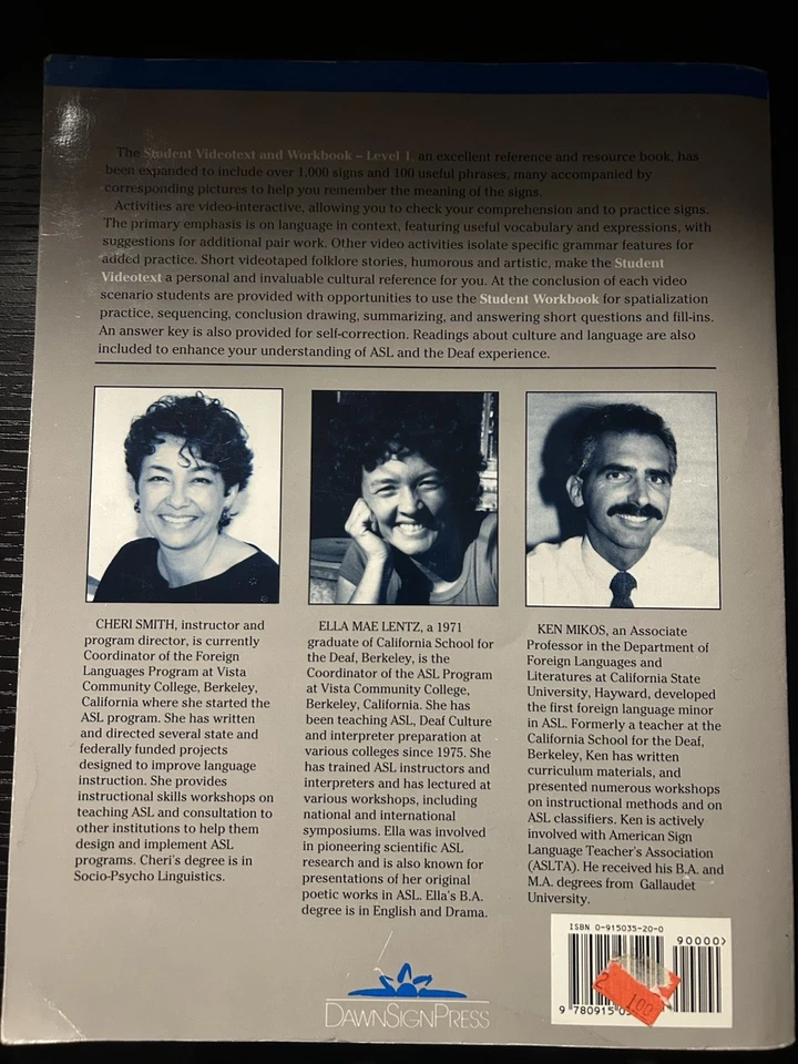 SIGNING NATURALLY: STUDENT WORKBOOK, LEVEL 1 (VISTA By Ken Mikos & Cheri Smith - Image 2 of 4