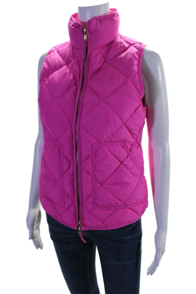 J Crew Womens Zip Front Sleeveless Puffer Vest Nylon Pink Size XS - image 2 of 4