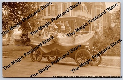 Parade Float in Early Car WETHERSFIELD Connecticut RPPC Hartford County ~1910s
