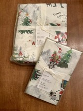 Pottery Barn JOLLY SANTA Queen Sheet Set 2 Extra Standard Pillow Cases