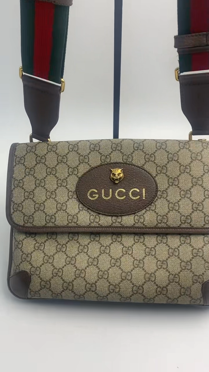 Gucci Neo Vintage GG Supreme Messenger Bag 495654 Brown Canvas