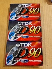 Lot of 3 TDK D90 Blank Audio Cassette Tapes High Output IECI/TYPE I New Sealed 