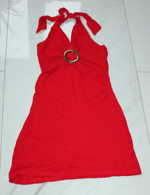 Sisters Point Damen Neckholder Sommer Kleid Gr. M kurz rot mit Elasthan wie neu!