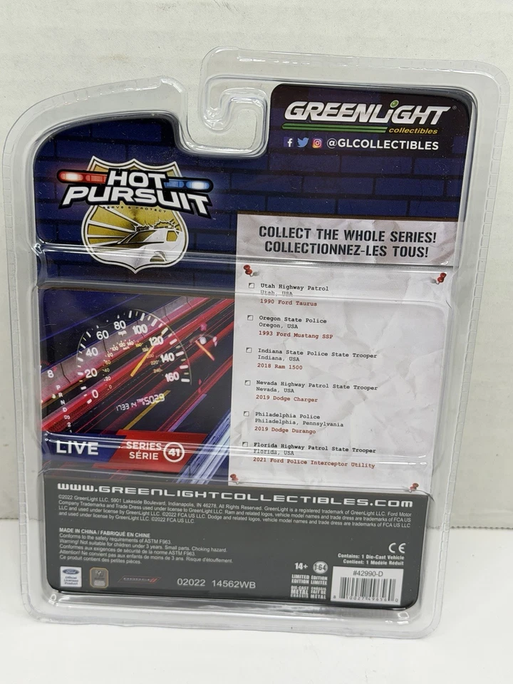 Greenlight Hot Pursuit 2019 Dodge Charger Nevada Highway Patrol State Trooper  - Image 3 of 4