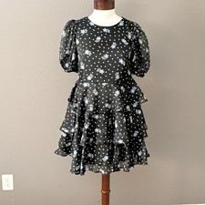 Sandy Liang X Target Black Floral Tiered Ruffle Mini dress Sz S Cottagecore Fall