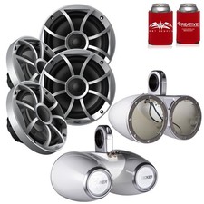 Wet Sounds OE-65ic-S 6.5" OEM Speakers Silver Grill 12KMTEDW 6.5" White Towers