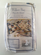 Vintage NEW Willow Bay Quilted Pillow Sham Floral Patchwork Cotton Farmhouse