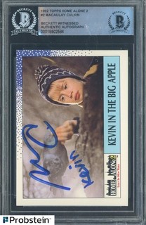 Macaulay Culkin SIGNED & "Kevin" 1992 Topps Home Alone 2 #2 BGS BAS AUTO
