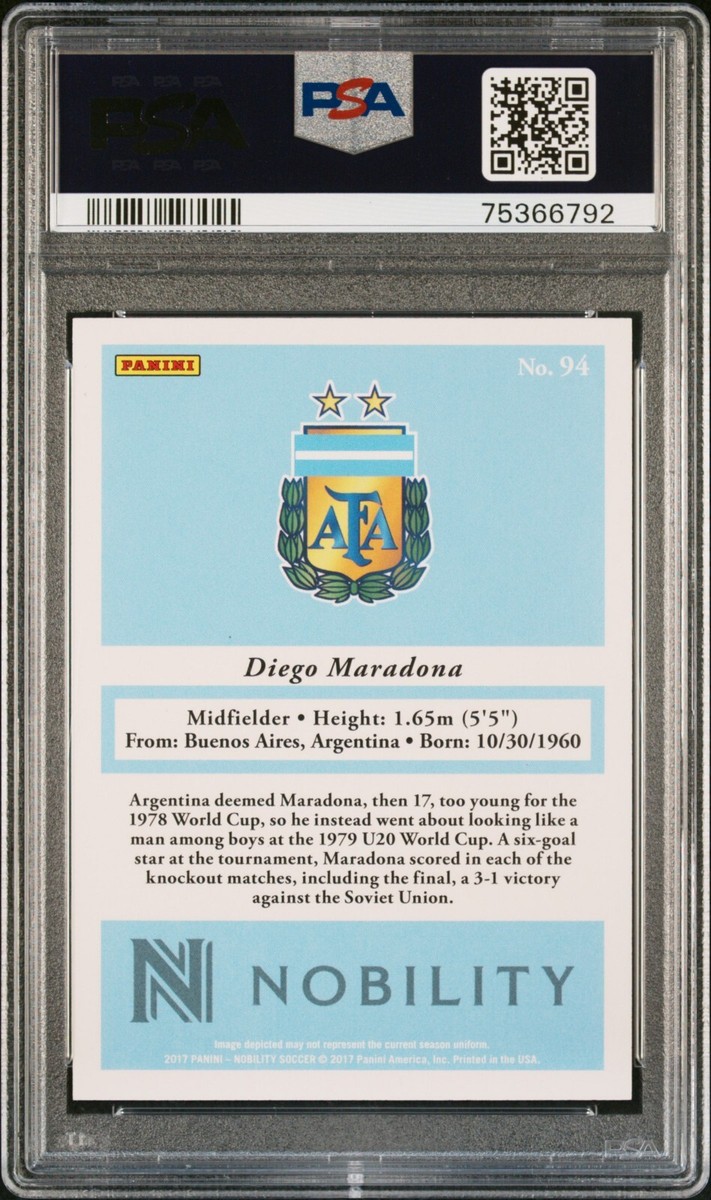 2017 Panini Nobility Soccer Red #94 Diego Maradona 31/199 PSA 10