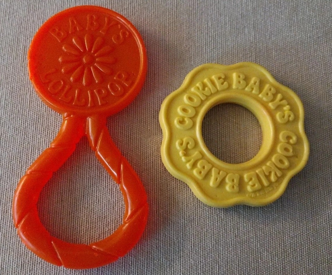 Vintage The First Years Rubber Teethers Babys Orange Lollipop