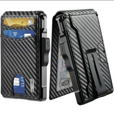 Men's Slim Pop Up Bifold Wallet with Money Clip, Minimalist Wallet RDIF Blocking