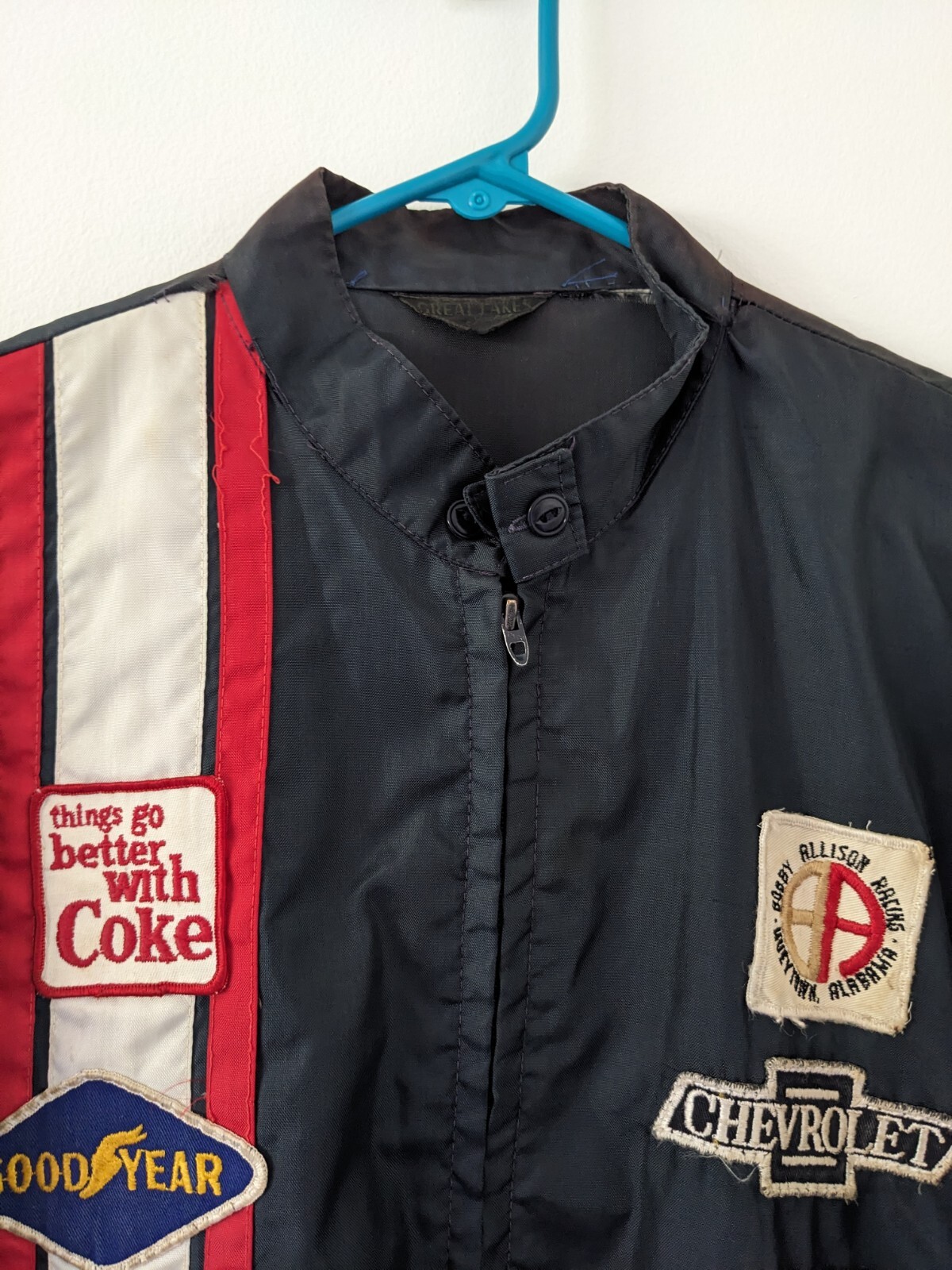 VTG 70s Striped Racing Jacket Patches Bobby Allison NASCAR STP Winston