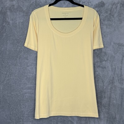 Preswick & Moore 2X Shirt Top Yellow Solid Short Sleeve Scoop Neck Cotton Knit