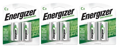3 ~ Energizer Recharge NiMH C 1.2 V 2500 Ah Rechargeable Battery NH35BP-2R2 2 pk