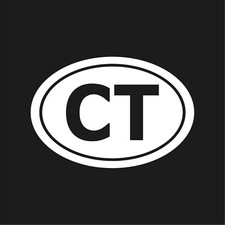 Connecticut CT Initials Vinyl Decal Window Oval CT Laptop Sticker